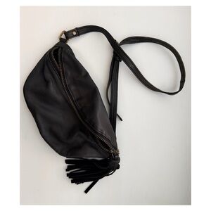 ASOS DESIGN Minimalist Black Leather Waist Bag Fanny Pack